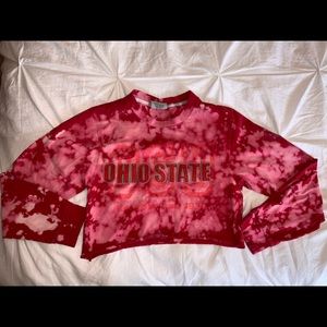 Ohio State University cropped long sleeve tee